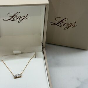 Dana Rebecca Designs 14K Gold Bar Necklace, 3 diamonds,